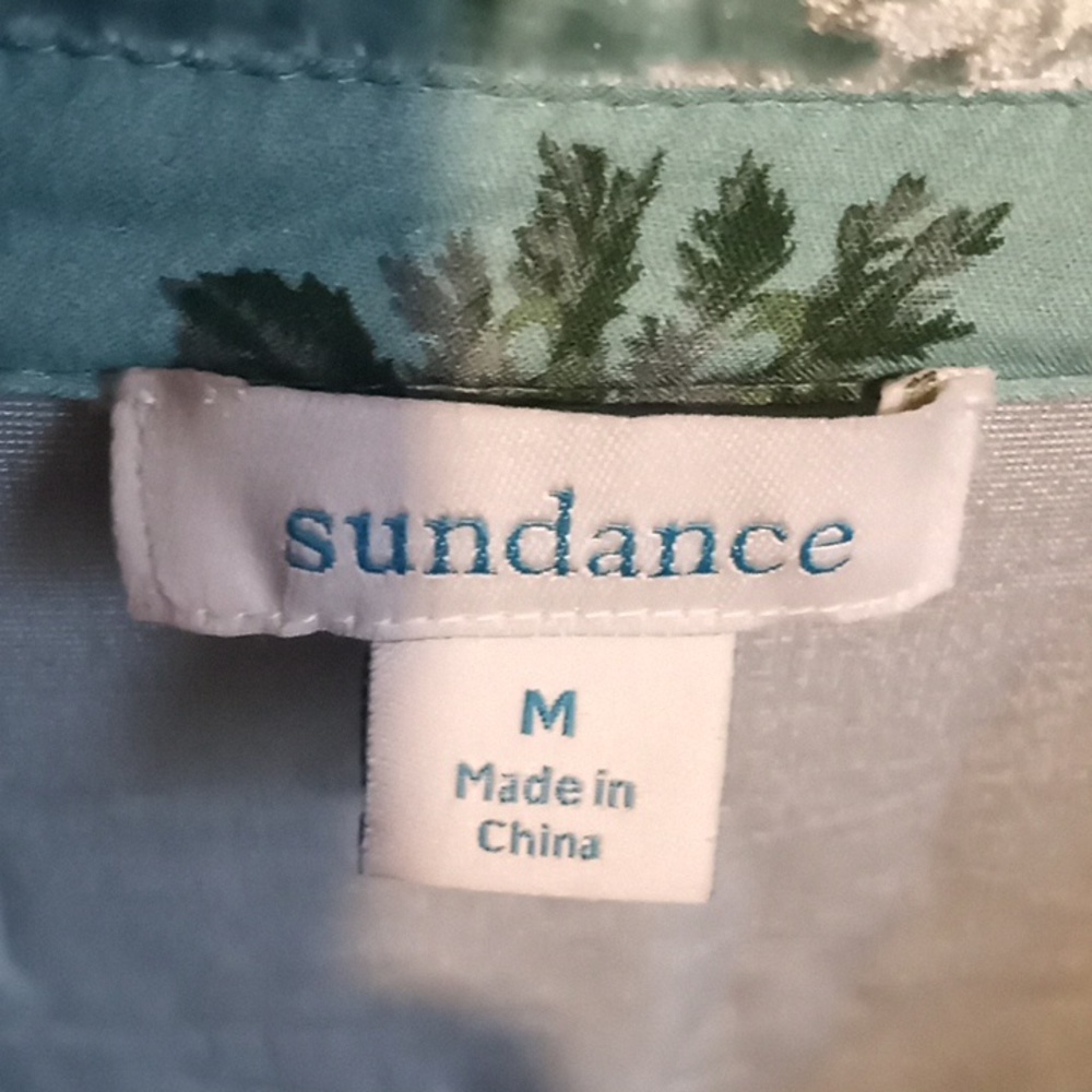Sundance Top Snap Button Down Western Yoke Crushed Aquamarine Velvet Size Medium - Picture 8 of 11